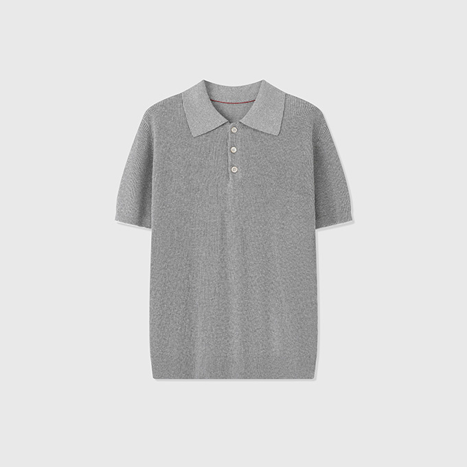 brunello cucinelli english rib cotton linen polo shirt